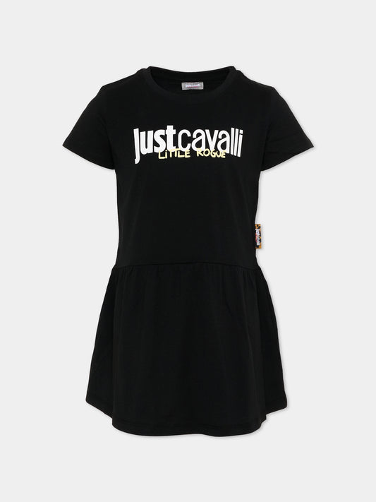 Vestito nero per bambina con logo,Just Cavalli Kids,JIP26026VE BLACK