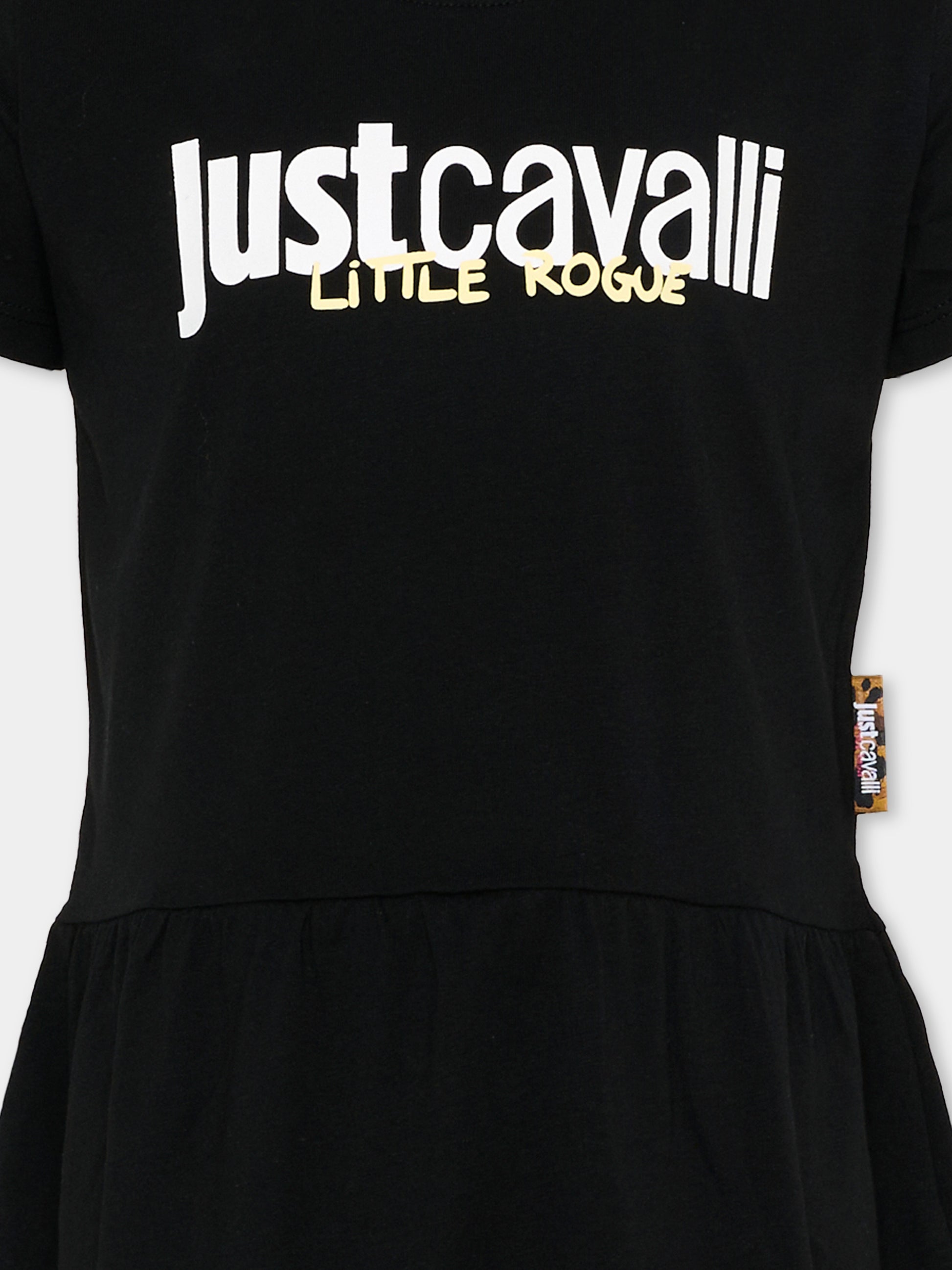 Vestito nero per bambina con logo,Just Cavalli Kids,JIP26026VE BLACK