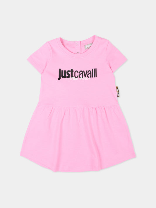 Vestito rosa per neonata con logo,Just Cavalli Kids,JIP26026VE PINK BEGONIA