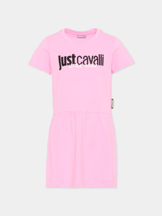 Vestito rosa per bambina con logo,Just Cavalli Kids,JIP26026VE PINK BEGONIA