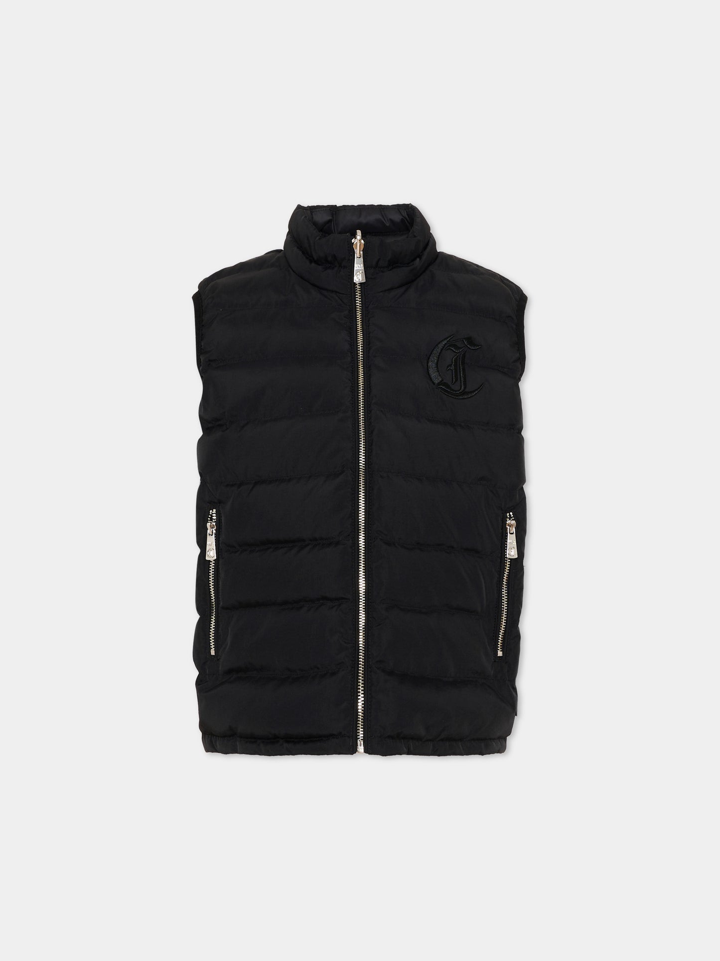 Gilet nero reversibile per bambino con logo,Just Cavalli Kids,JIP26040PI BLACK