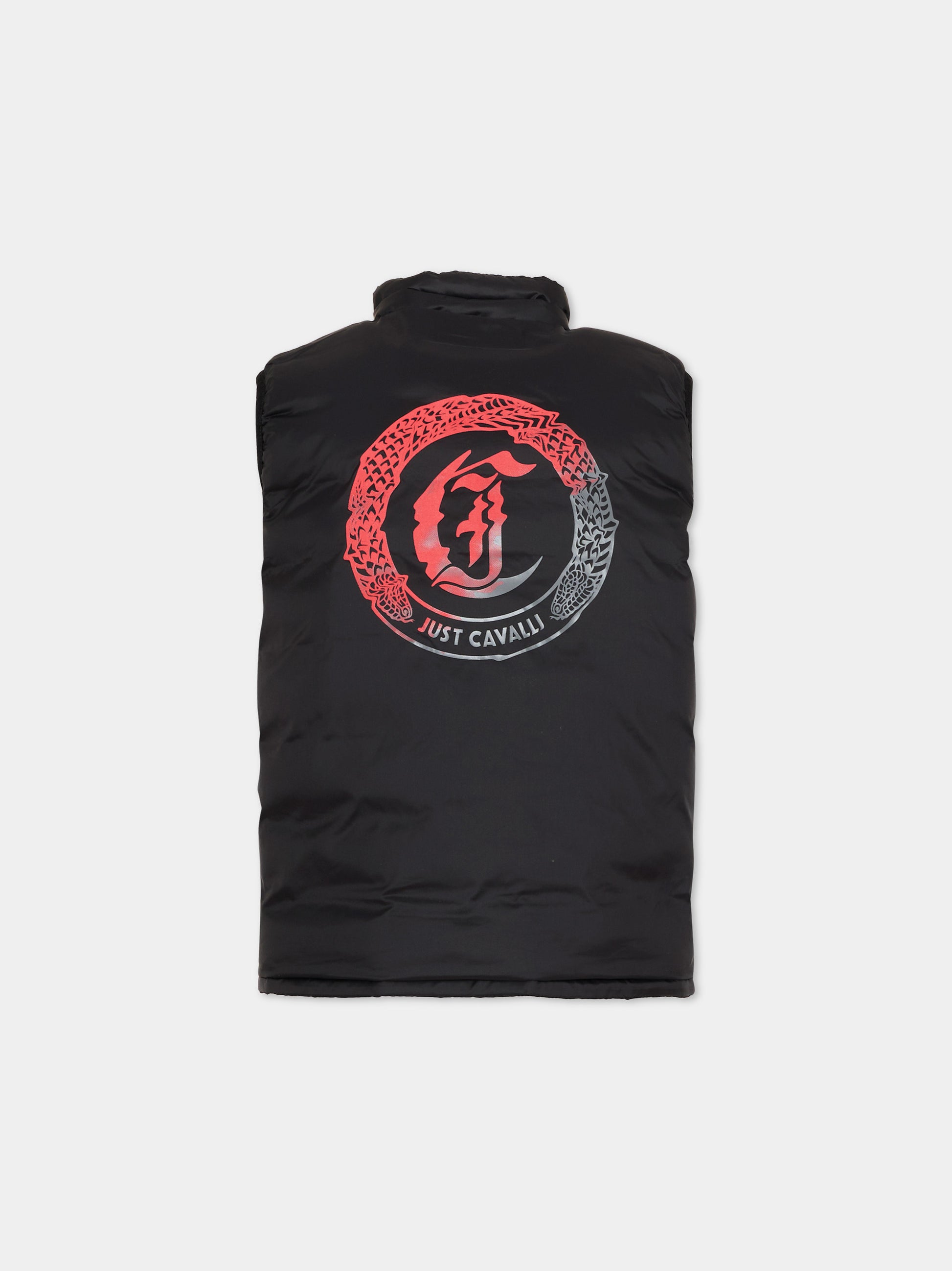 Gilet nero reversibile per bambino con logo,Just Cavalli Kids,JIP26040PI BLACK