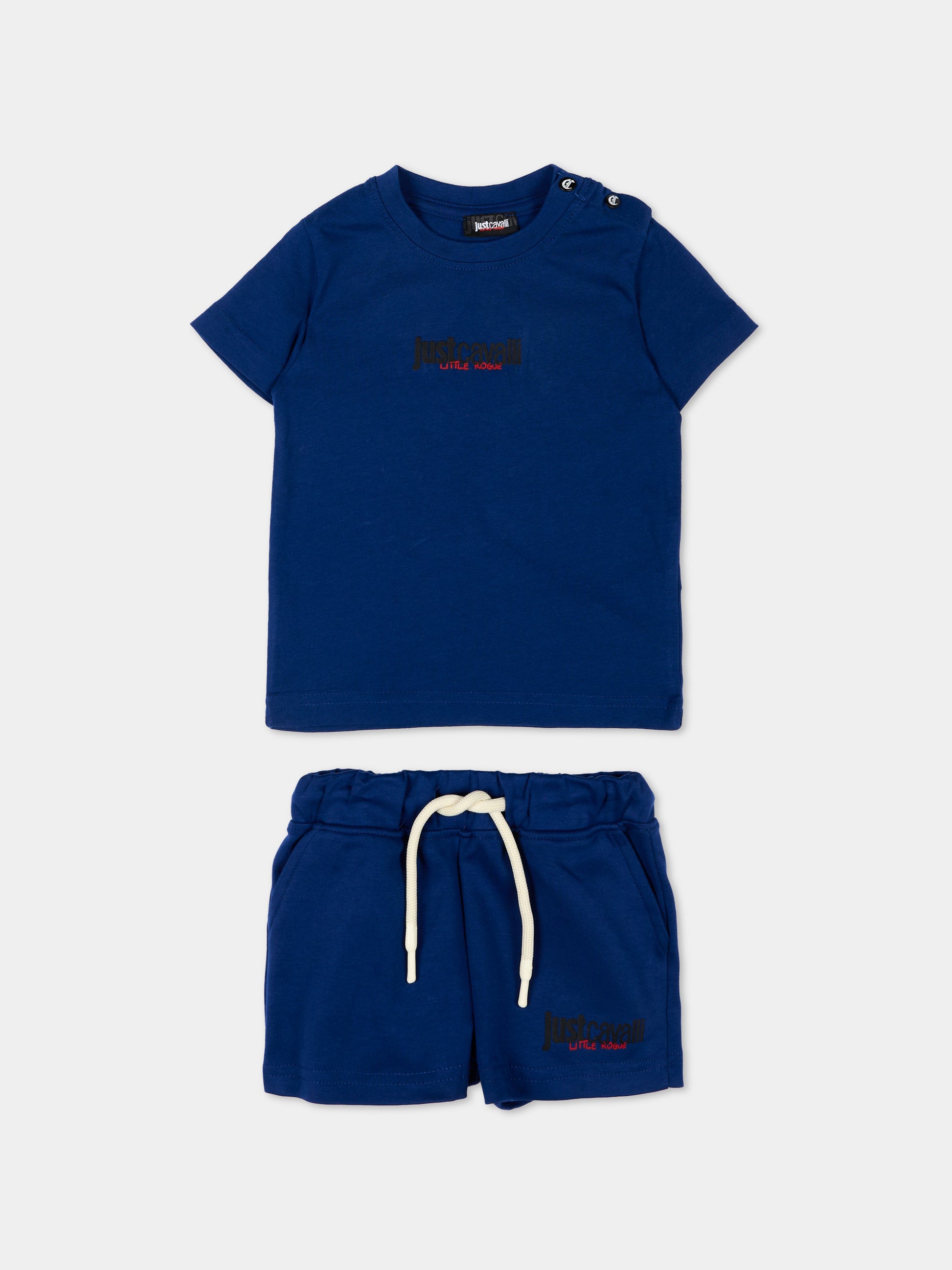 Completo sportivo azzurro per neonato con logo,Just Cavalli Kids,JIP26044CJ BLUE BELLWHETHER