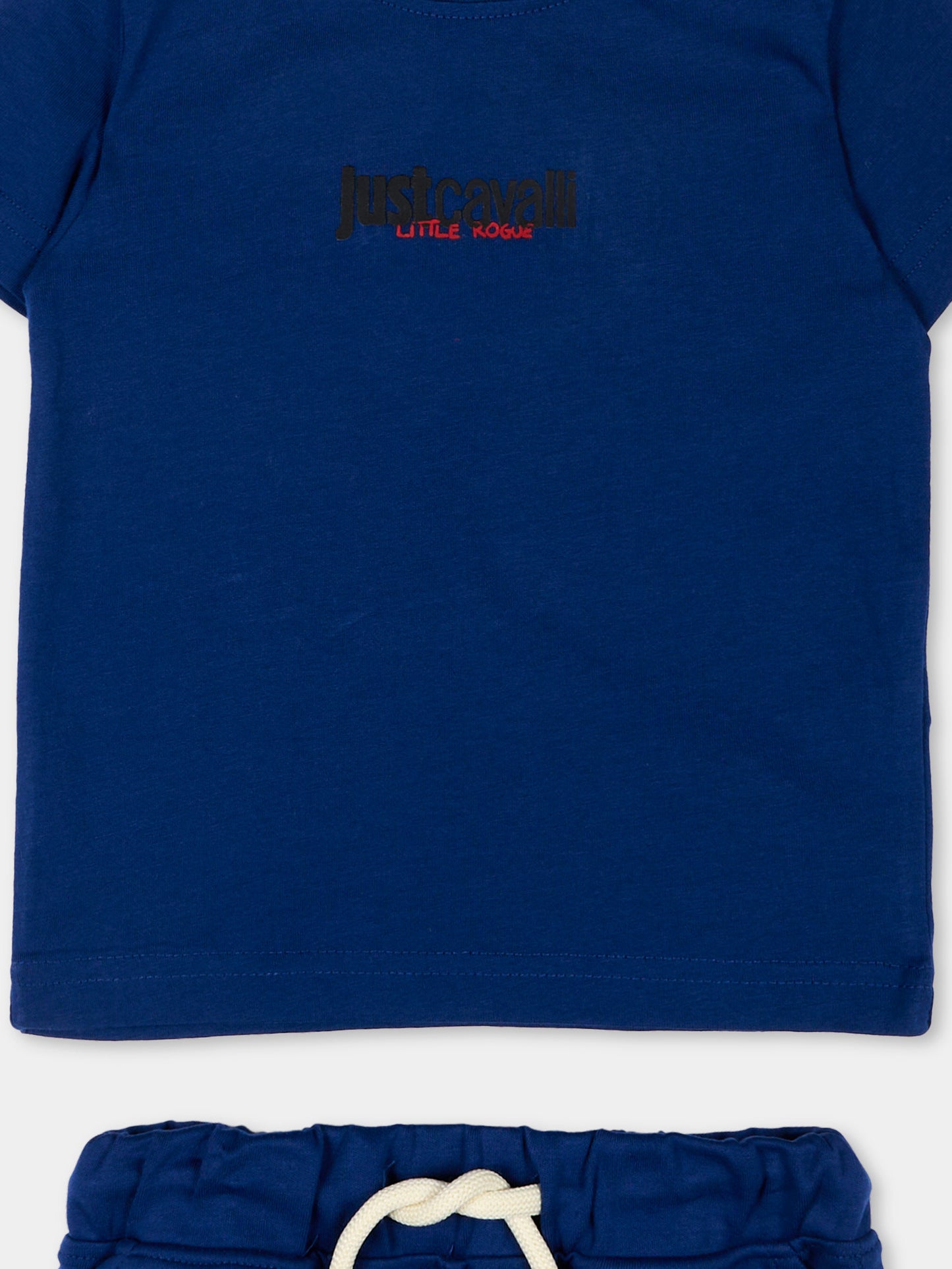 Completo sportivo azzurro per neonato con logo,Just Cavalli Kids,JIP26044CJ BLUE BELLWHETHER