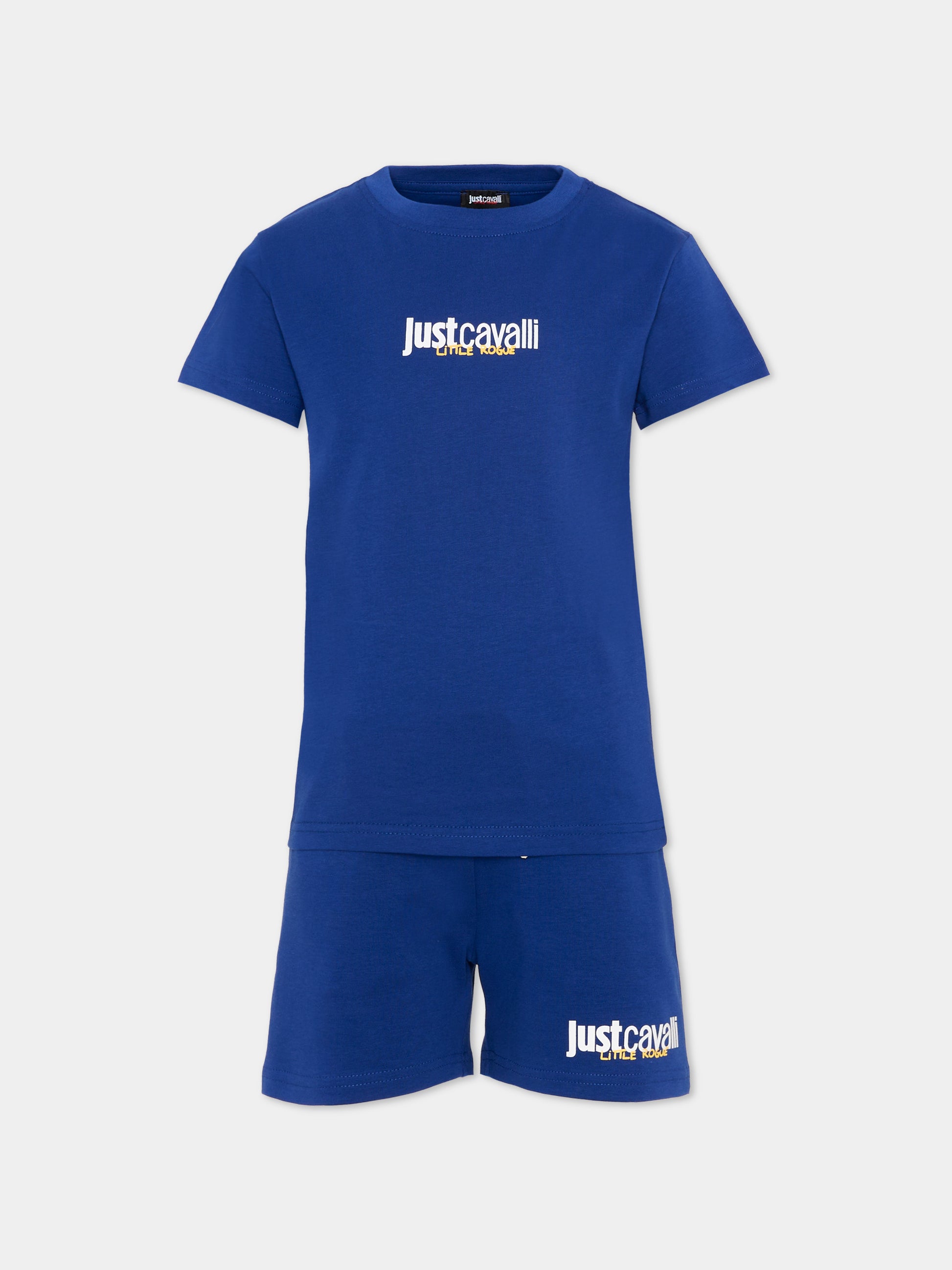 Completo sportivo blu per bambino con logo,Just Cavalli Kids,JIP26044CJ BLUE MAZARINE