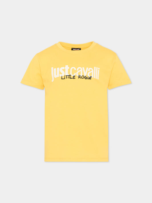 T-shirt gialla per bambino con logo,Just Cavalli Kids,JIP26047TS YELLOW DAFFODIL