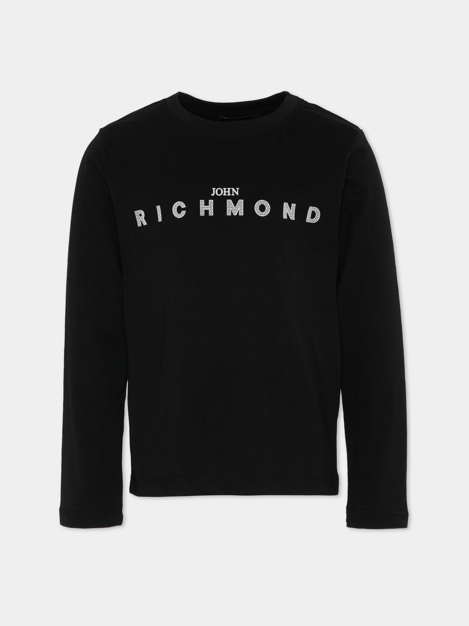 T-Shirt a manica lunga nera per bambini con logo,Richmond,RBP26021TS BLACK