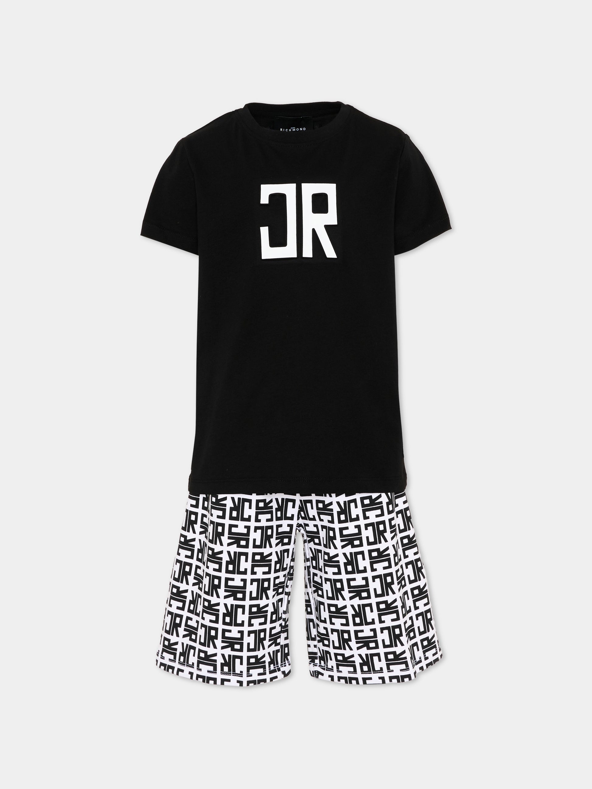 Completo sportivo nero per bambino con monogram,Richmond,RBP26004CJ BLACK