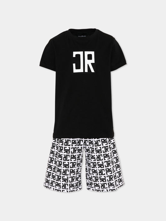 Completo sportivo nero per bambino con monogram,Richmond,RBP26004CJ BLACK