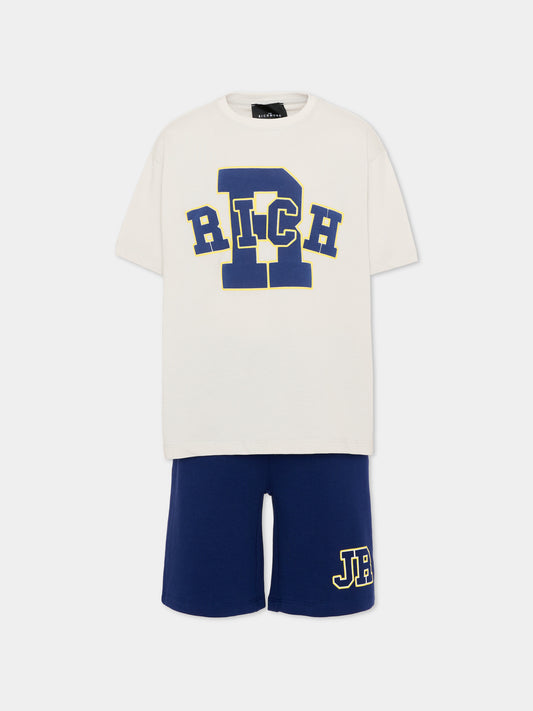 Completo sportivo blu per bambino con logo,Richmond,RBP26019CJ BLUE VAPOR