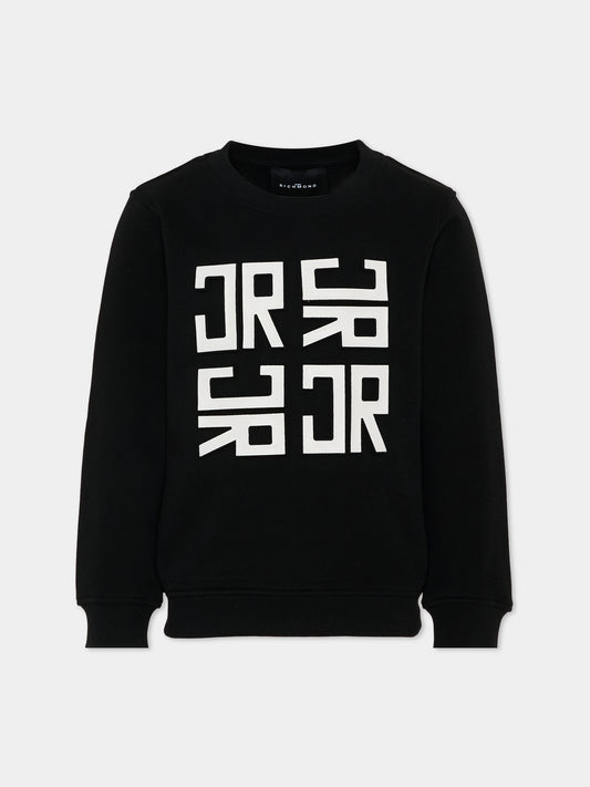 Felpa nera per bambino con monogram,Richmond,RBP26002FE BLACK