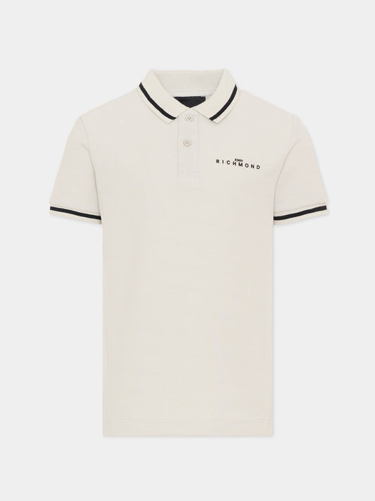 Polo grigia per bambino con logo,Richmond,RBP26022PO BLUE VAPOR