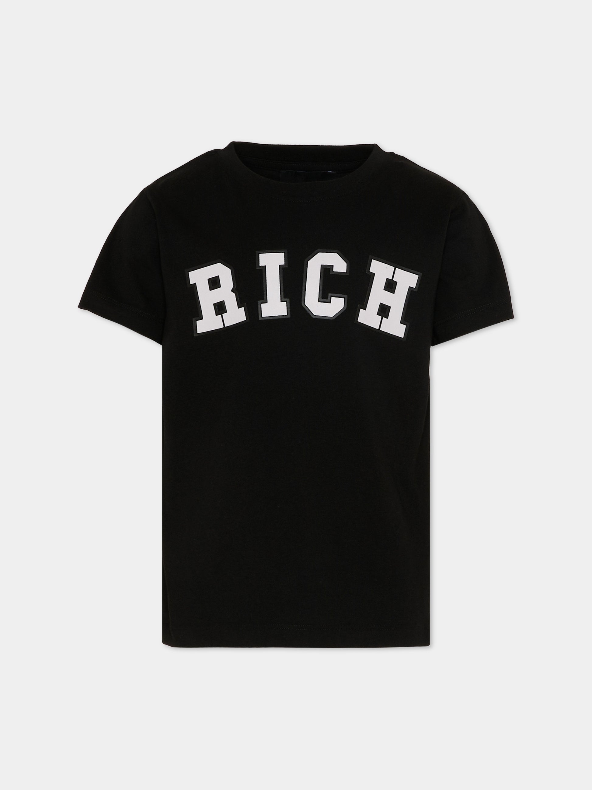 T-Shirt nera per bambino con logo,Richmond,RBP26012TS BLACK