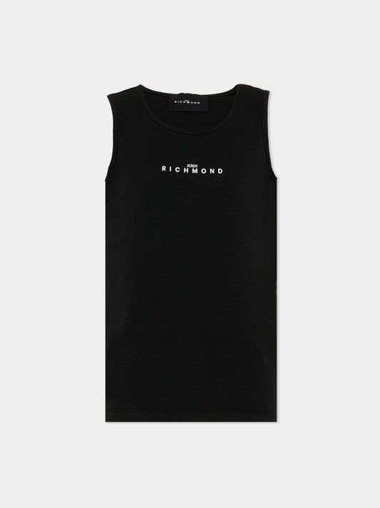 Canotta nera per bambina con logo,Richmond,RGP26004CN BLACK