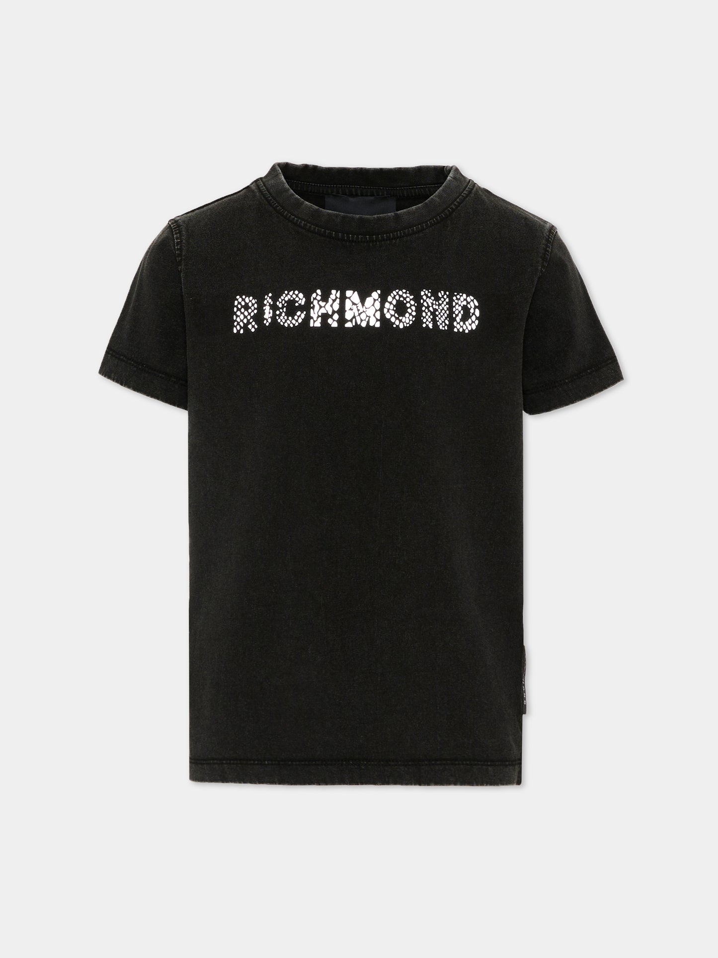T-Shirt nera per bambino con logo,Richmond,RBP26178TS BLACK