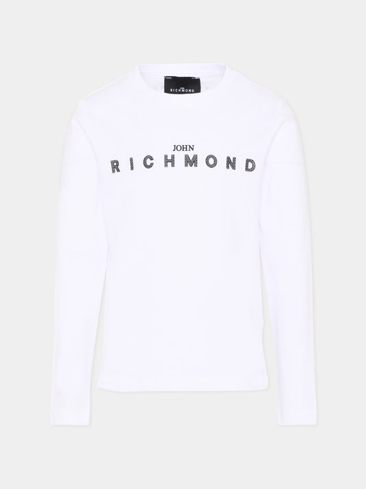T-Shirt bianca per bambini con logo,Richmond,RBP26021TS WHITE