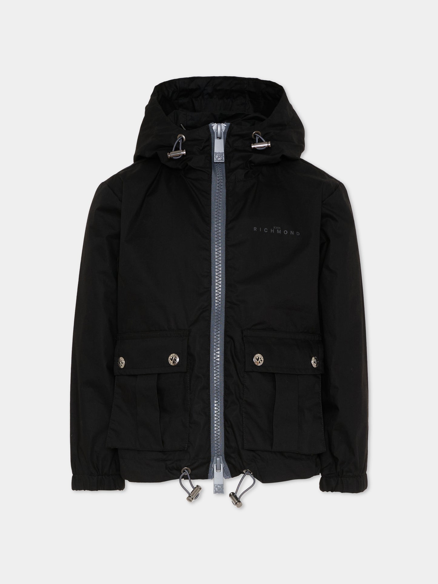 Giacche a vento nera per bambino con logo,Richmond,RBP26186GB BLACK