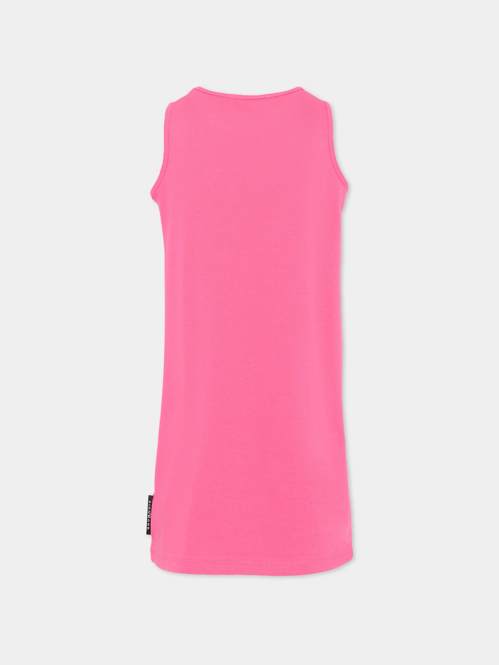Vestito fucsia per bambina con logo,Richmond,RGP26003VE FUCHSIA PURPLE