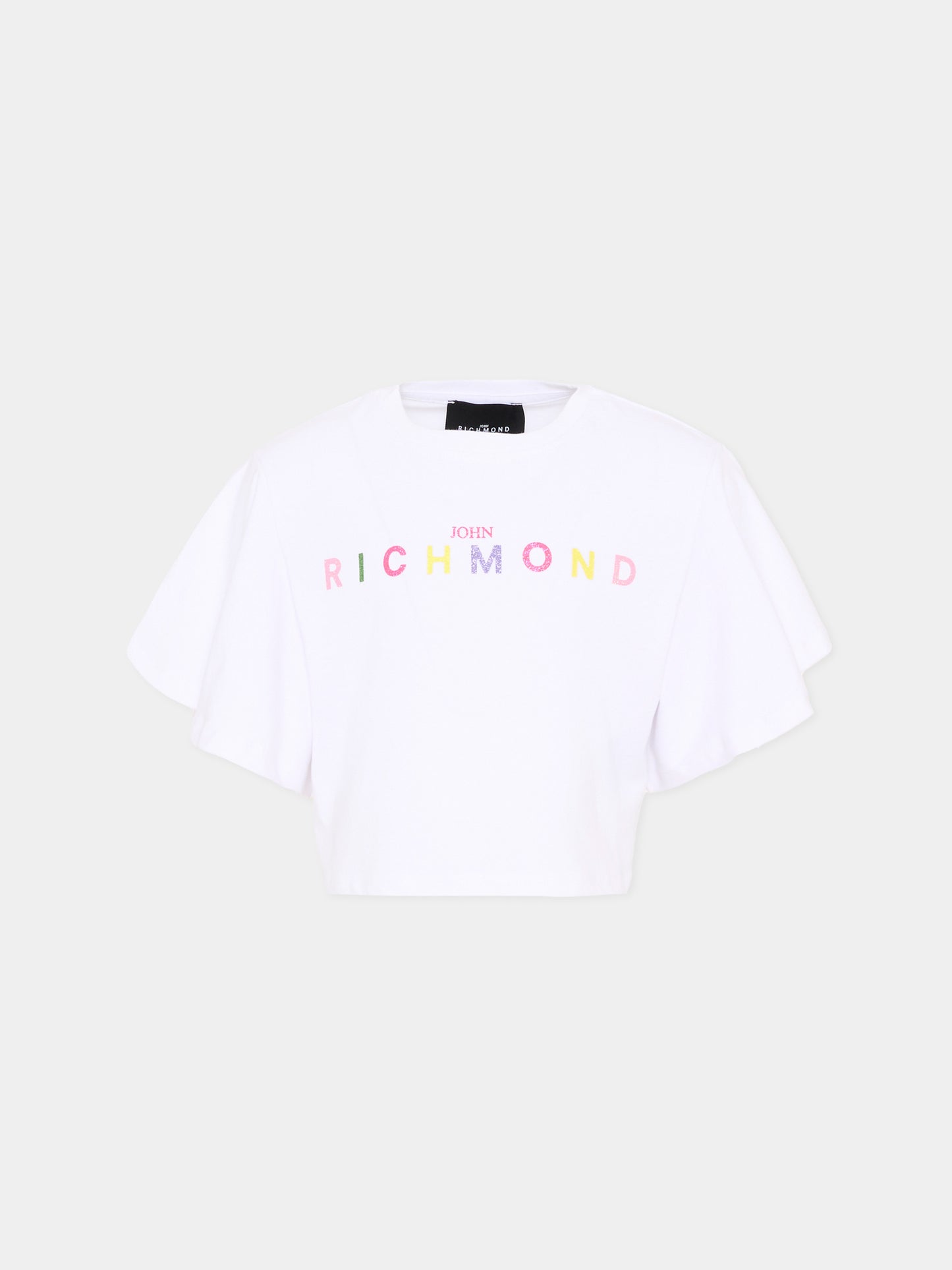 T-Shirt bianca per bambina con logo glitter,Richmond,RGP26008TO WHITE