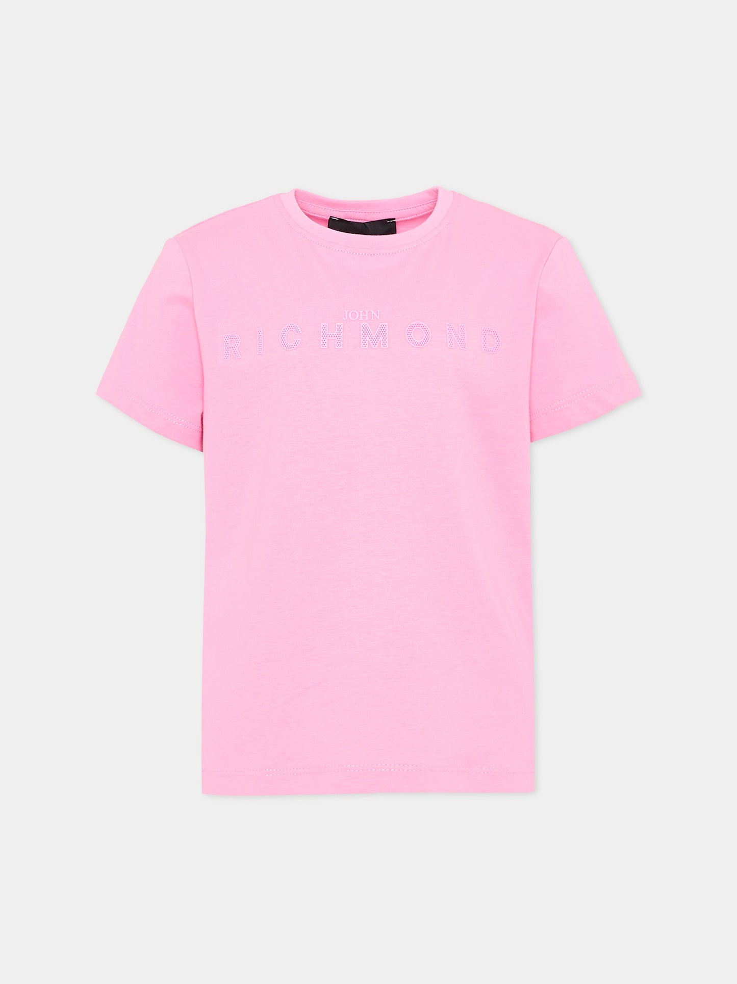 T-shirt rosa per bambina con logo,Richmond,RGP26017TS PINK BEGONIA