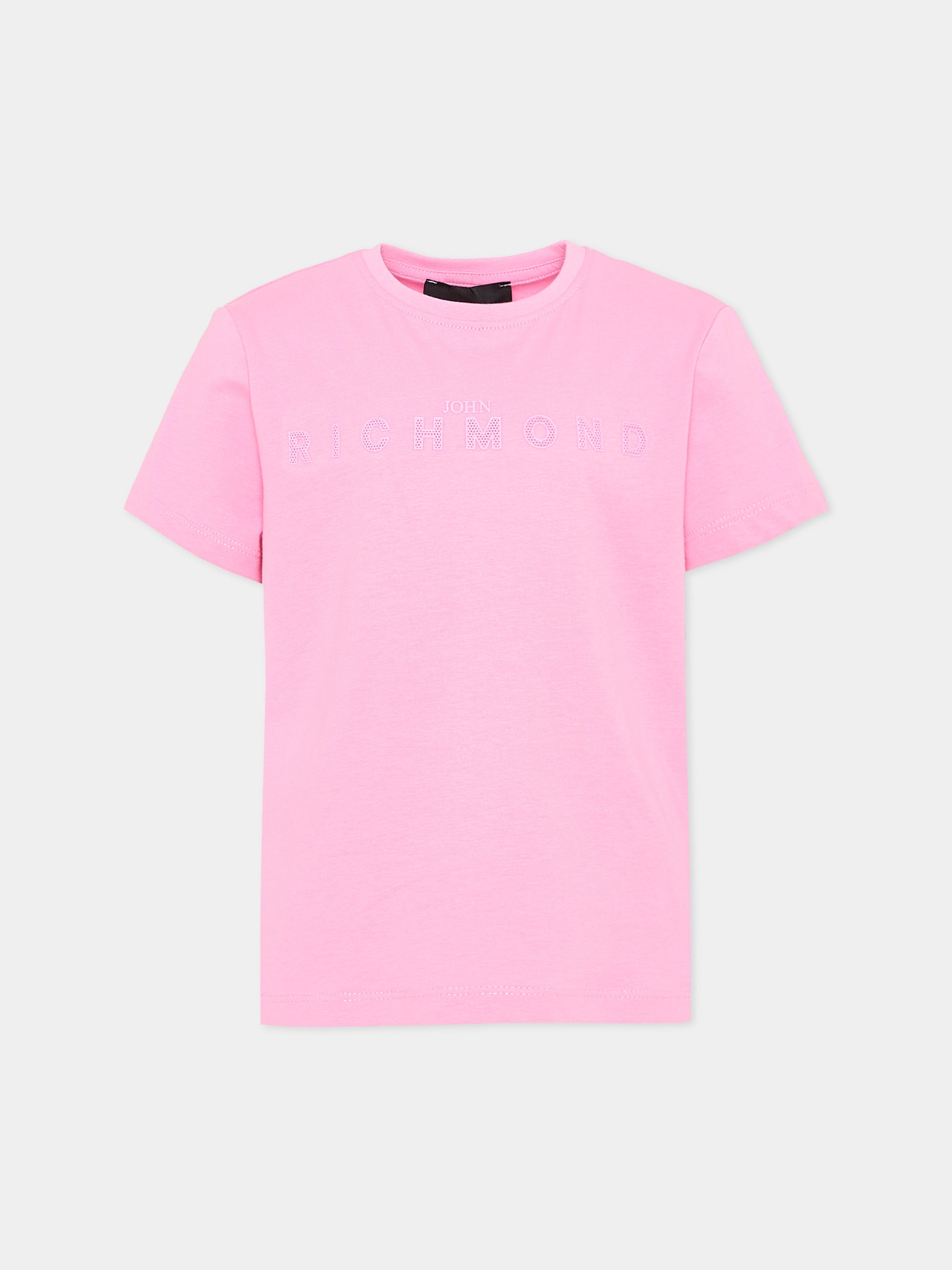 T-shirt rosa per bambina con logo,Richmond,RGP26017TS PINK BEGONIA