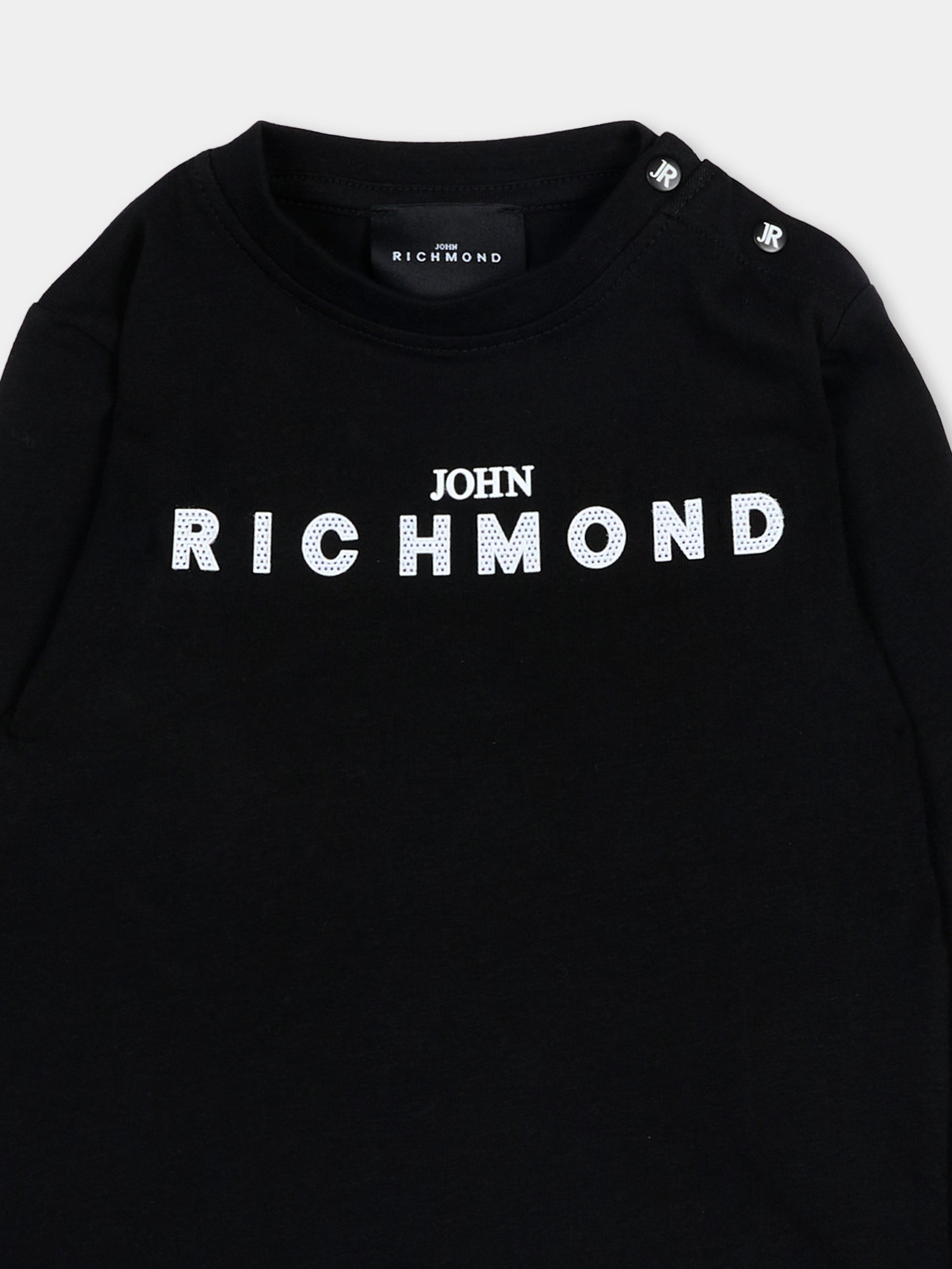 T-Shirt a manica lunga nera per neonato con logo,Richmond,RIP26009TS BLACK