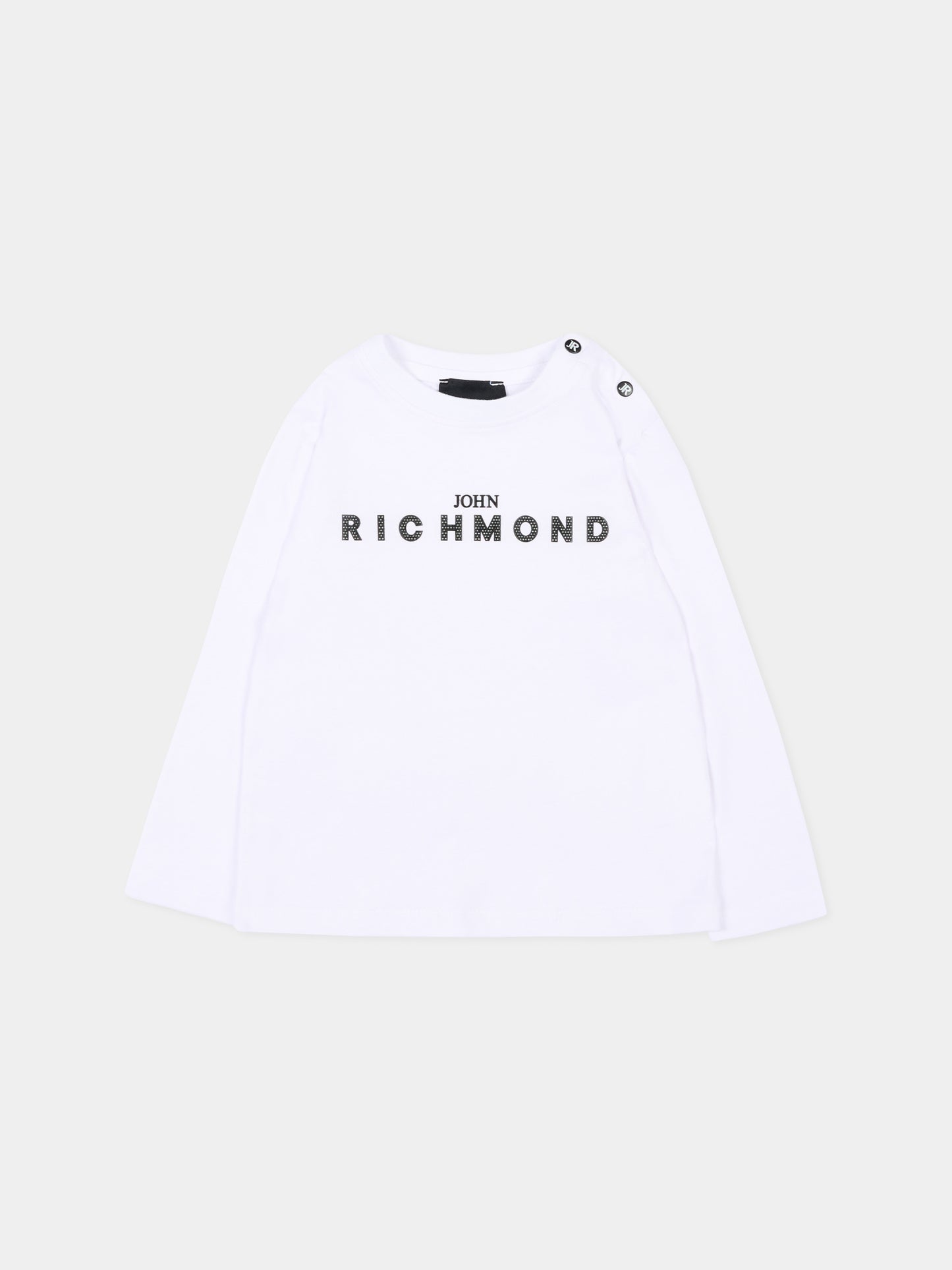 T-Shirt a manica lunga bianca per neonato con logo,Richmond,RIP26009TS WHITE