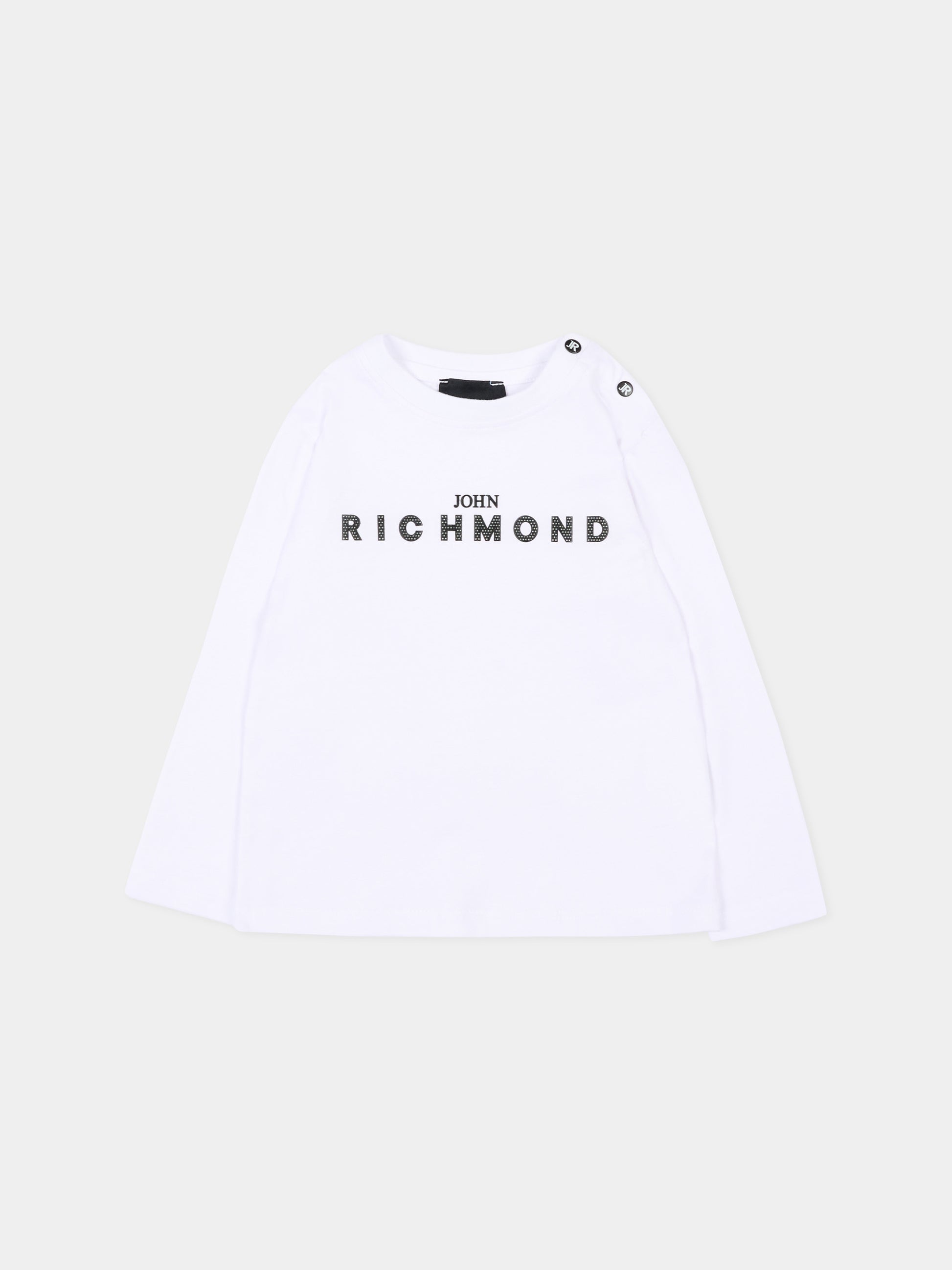 T-Shirt a manica lunga bianca per neonato con logo,Richmond,RIP26009TS WHITE