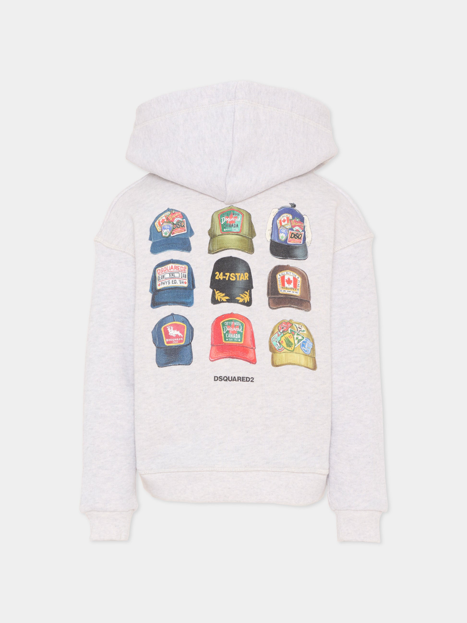 Felpa grigia per bambino stampa cappellini,Dsquared2,DQ3391 D0AGA DQ921