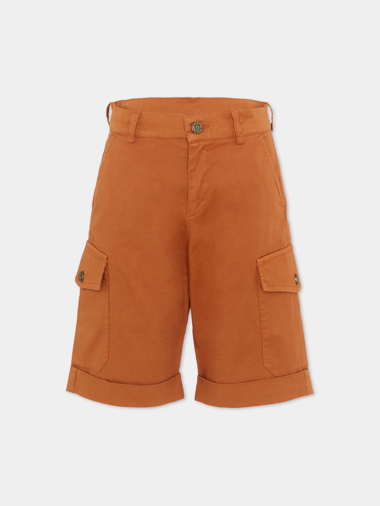 Shorts marroni per bambino cargo,Roberto Cavalli Kids,CBP26151BE RUGGINE RUST