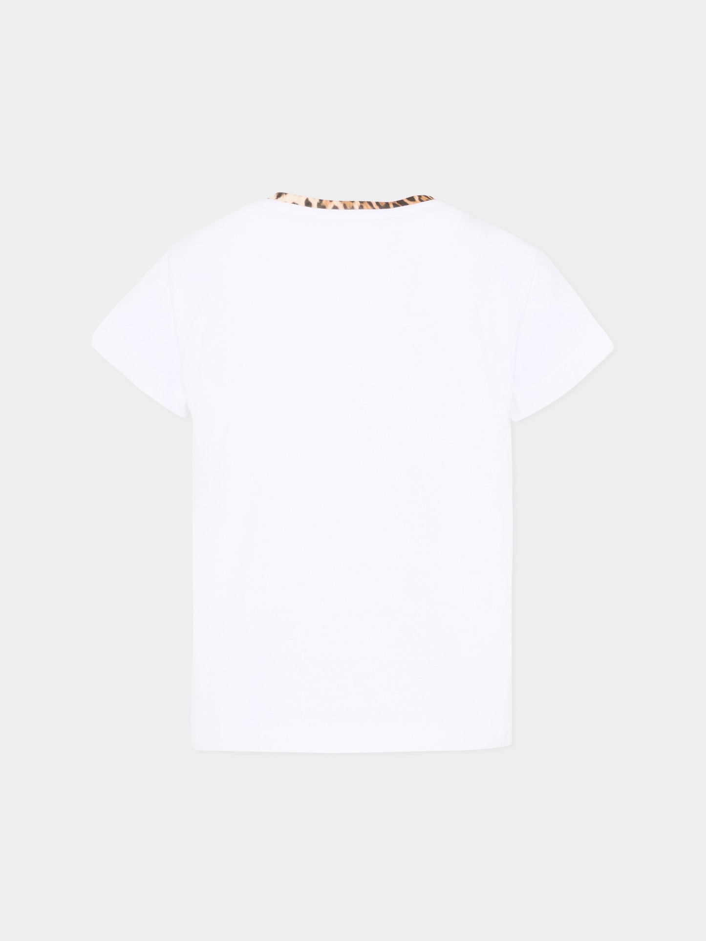 T-Shirt bianca per bambina con logo,Roberto Cavalli Kids,CGP26010TS WHITE