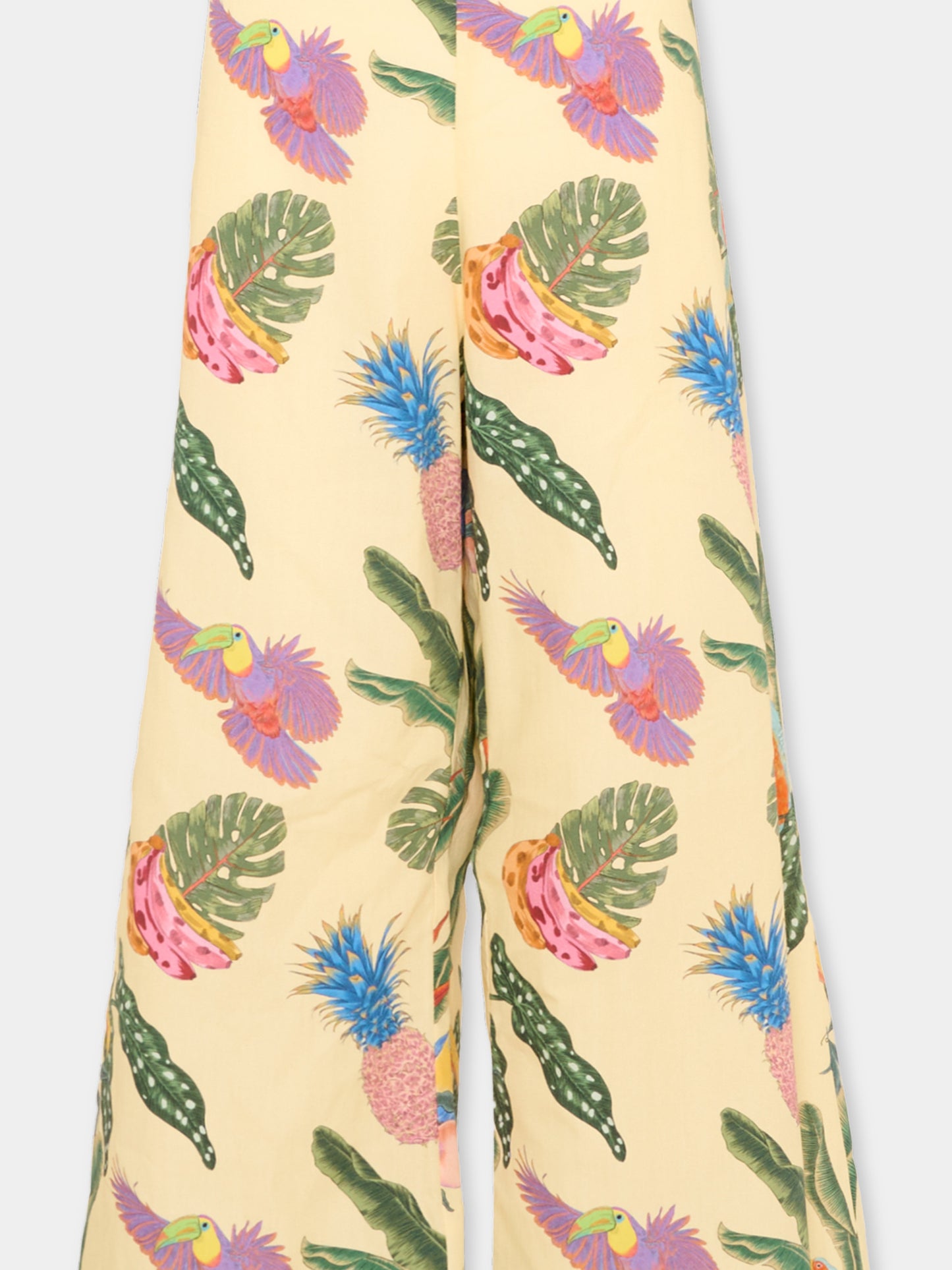 Pantaloni gialli per bambina con stampa jungle,Roberto Cavalli Kids,CGP26031PA TROPICANA YELLOW