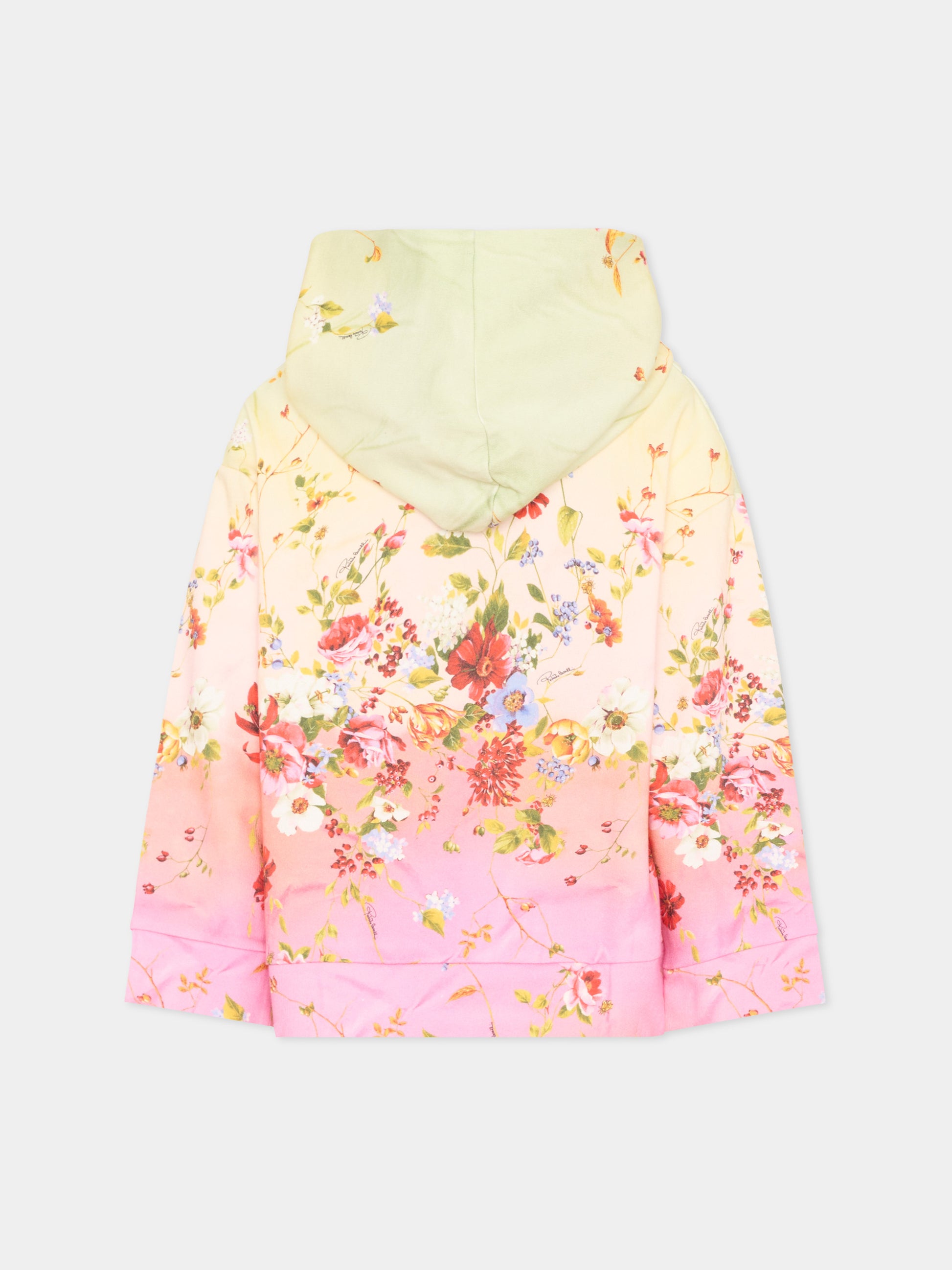 Felpa multicolor per bambina con Miami Flowers,Roberto Cavalli Kids,CGP26116FE MIAMI FLOWERS