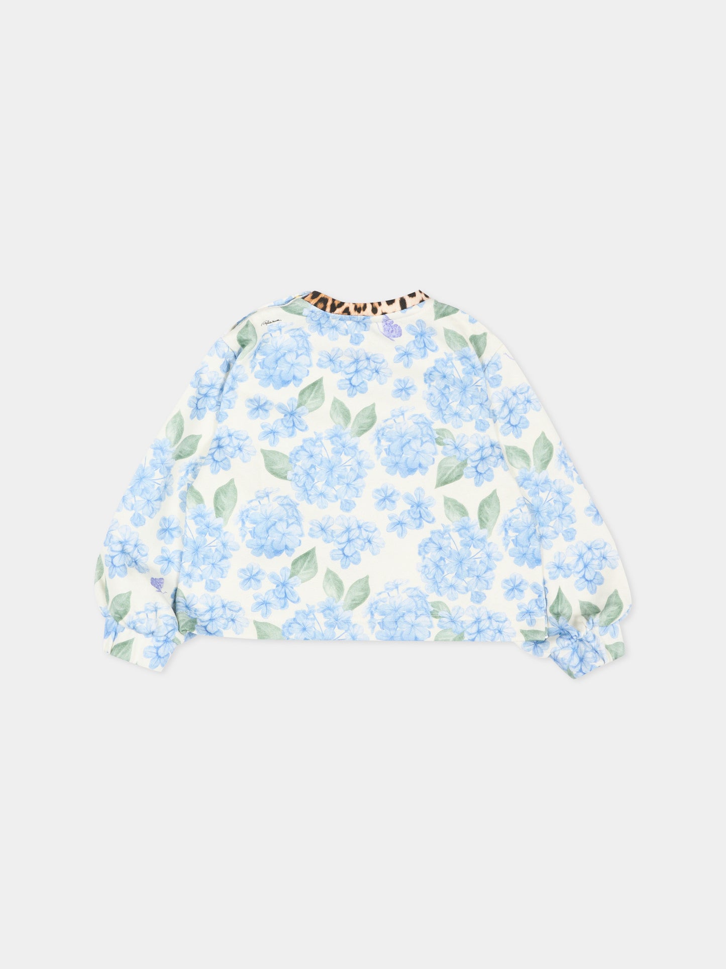 Felpa celeste per neonata con stampa floreale,Roberto Cavalli Kids,CIP26014FE PLUMBAGO