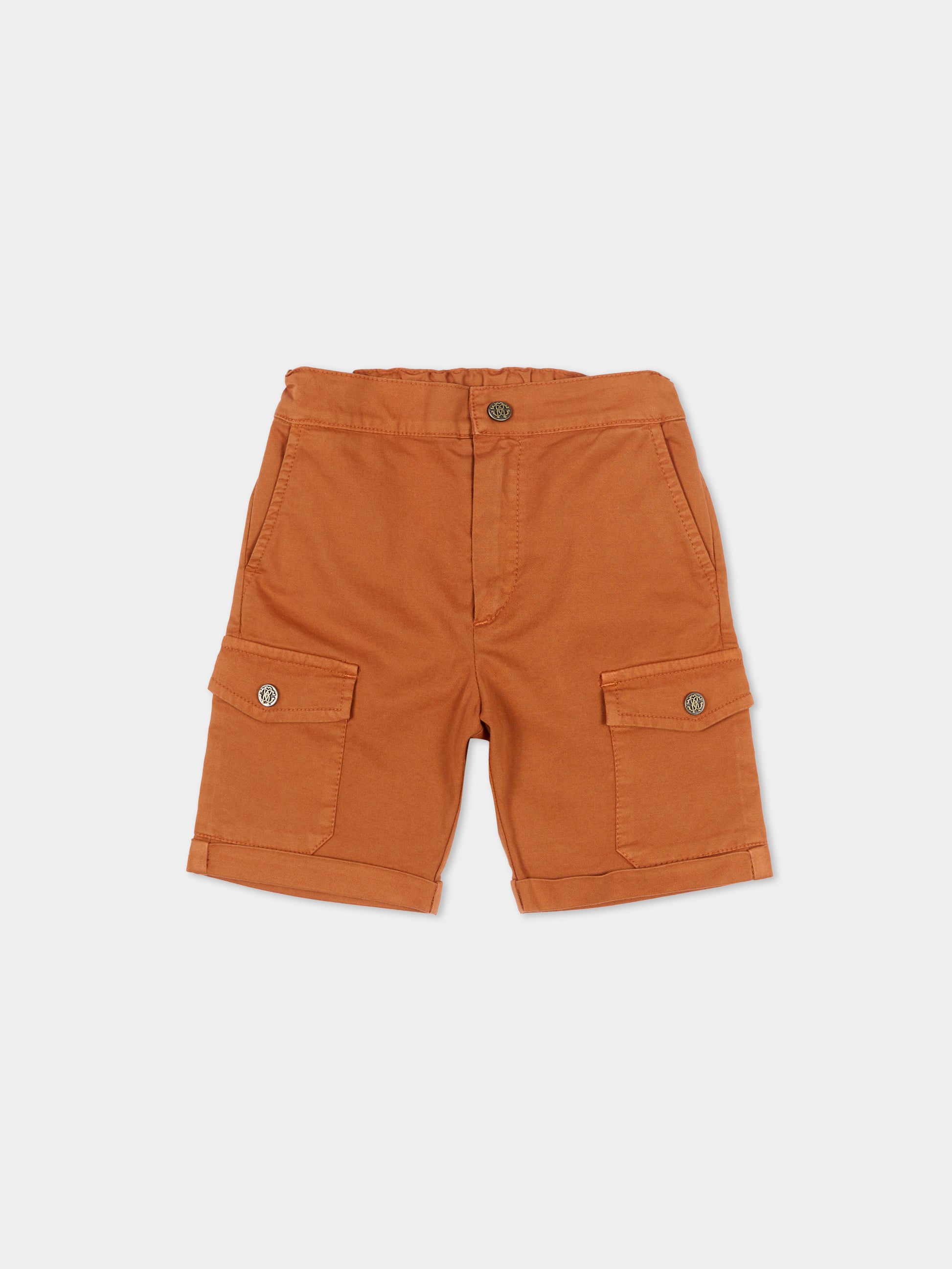 Shorts marroni per neonato con tasche cargo,Roberto Cavalli Kids,CIP26086BE RUGGINE RUST