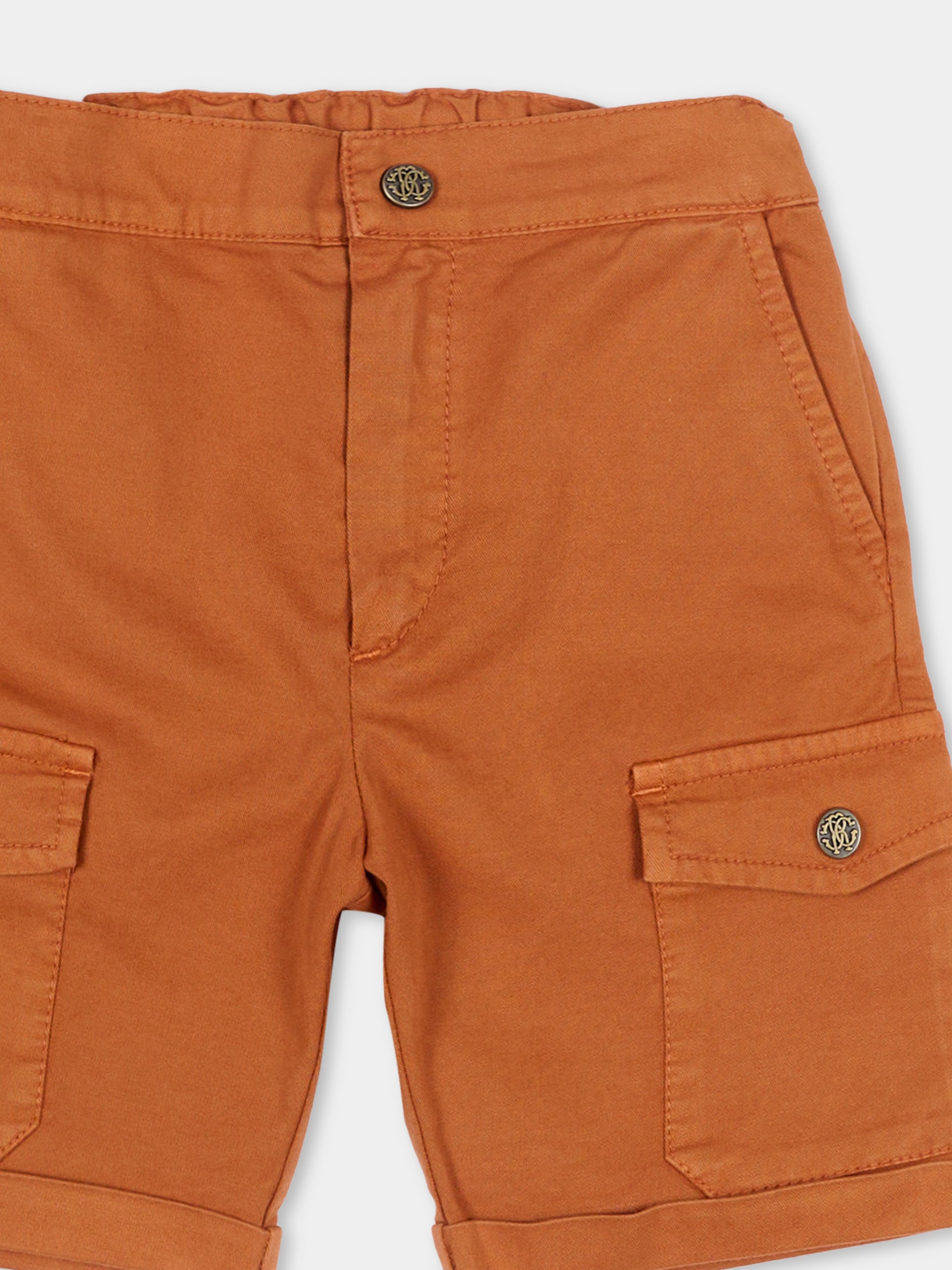Shorts marroni per neonato con tasche cargo,Roberto Cavalli Kids,CIP26086BE RUGGINE RUST