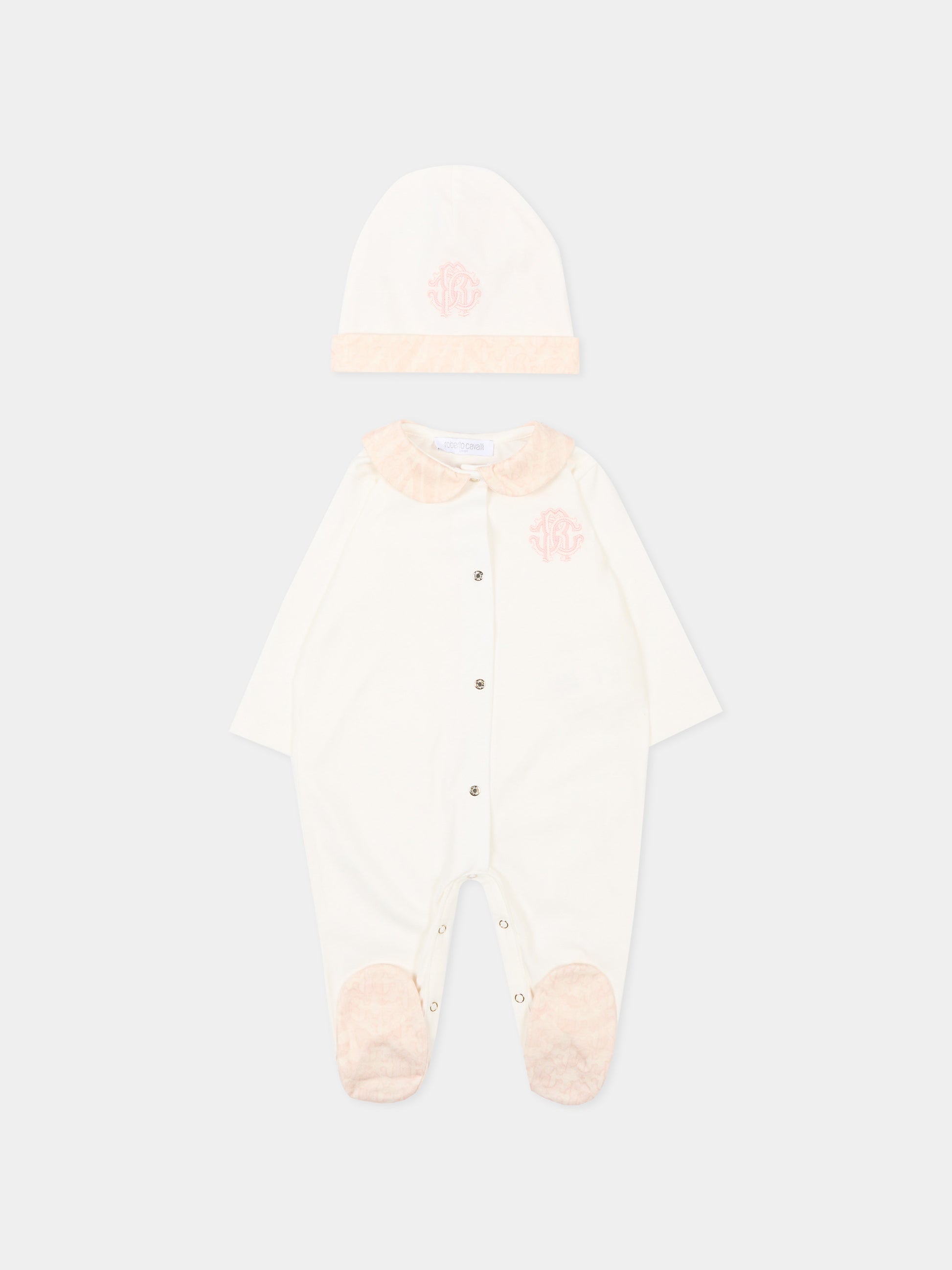 Set tutina rosa per neonata con monogram,Roberto Cavalli Kids,CLP26007TU PINK CRYSTAL ROSE
