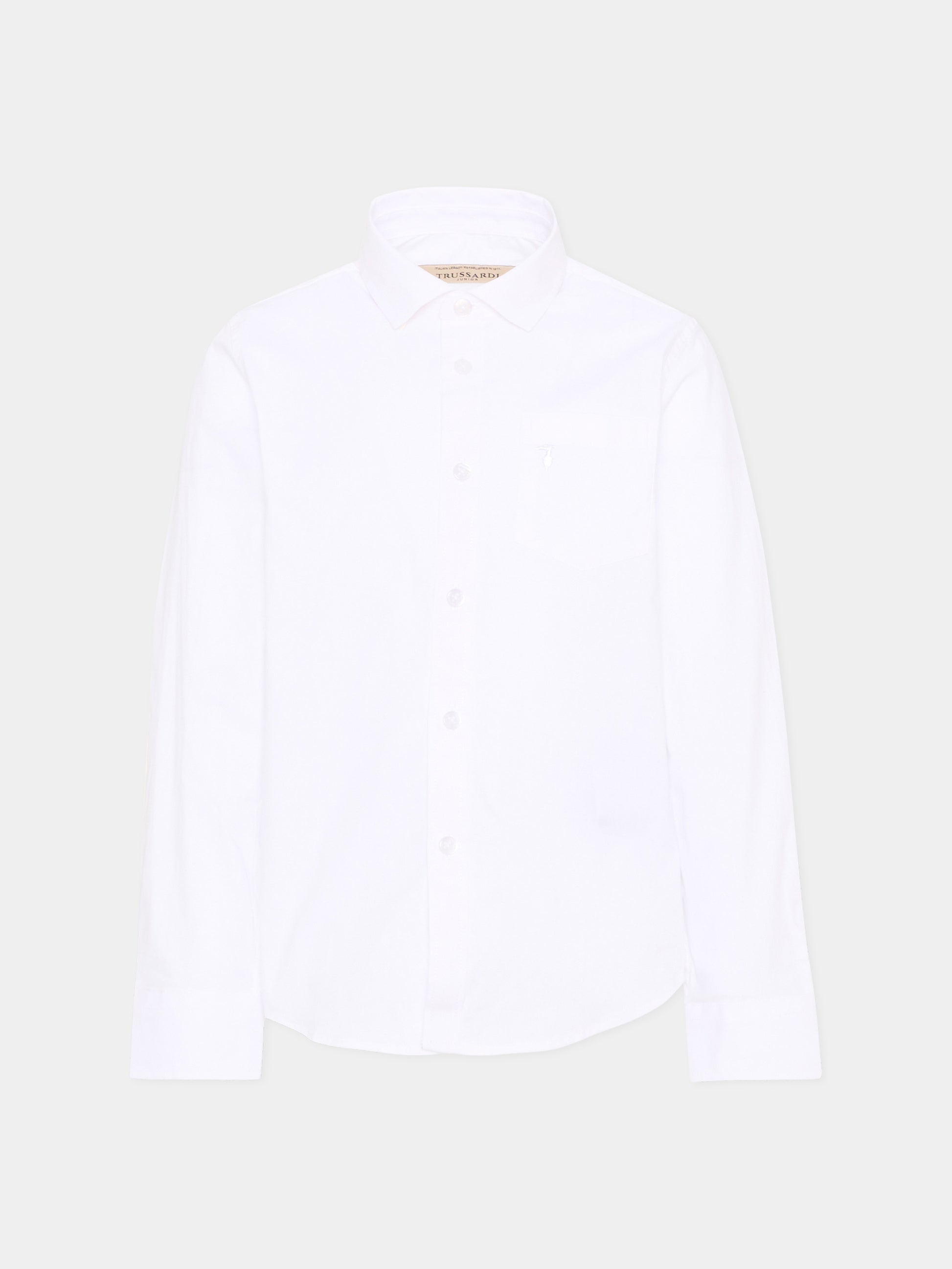 Camicia bianca per bambino con levriero,Trussardi Junior,TBP26028CA WHITE