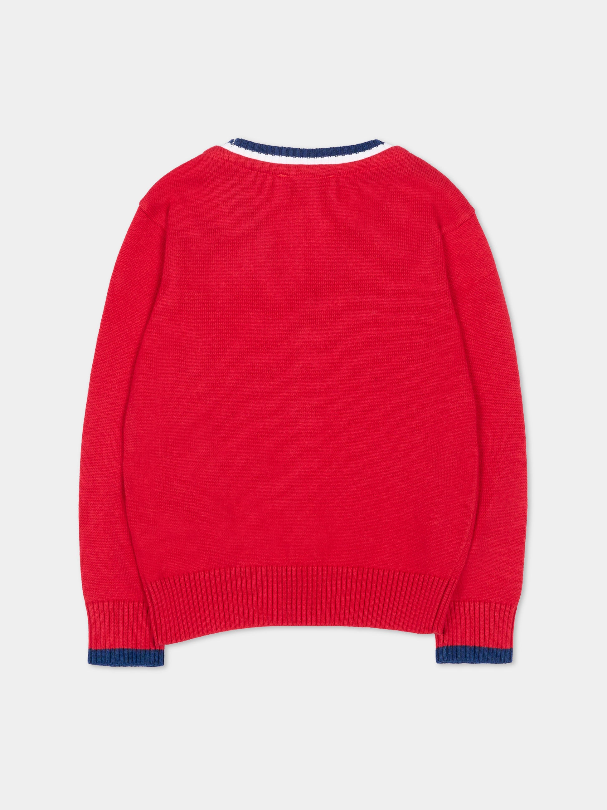 Cardigan rosso per neonato con levriero,Trussardi Junior,TIP26007CD RED LYCHEE