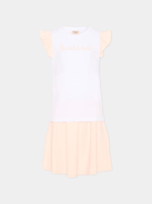 Completo sportivo bianco per bambina con logo,Trussardi Junior,TIP26022CJ WHITE PINK