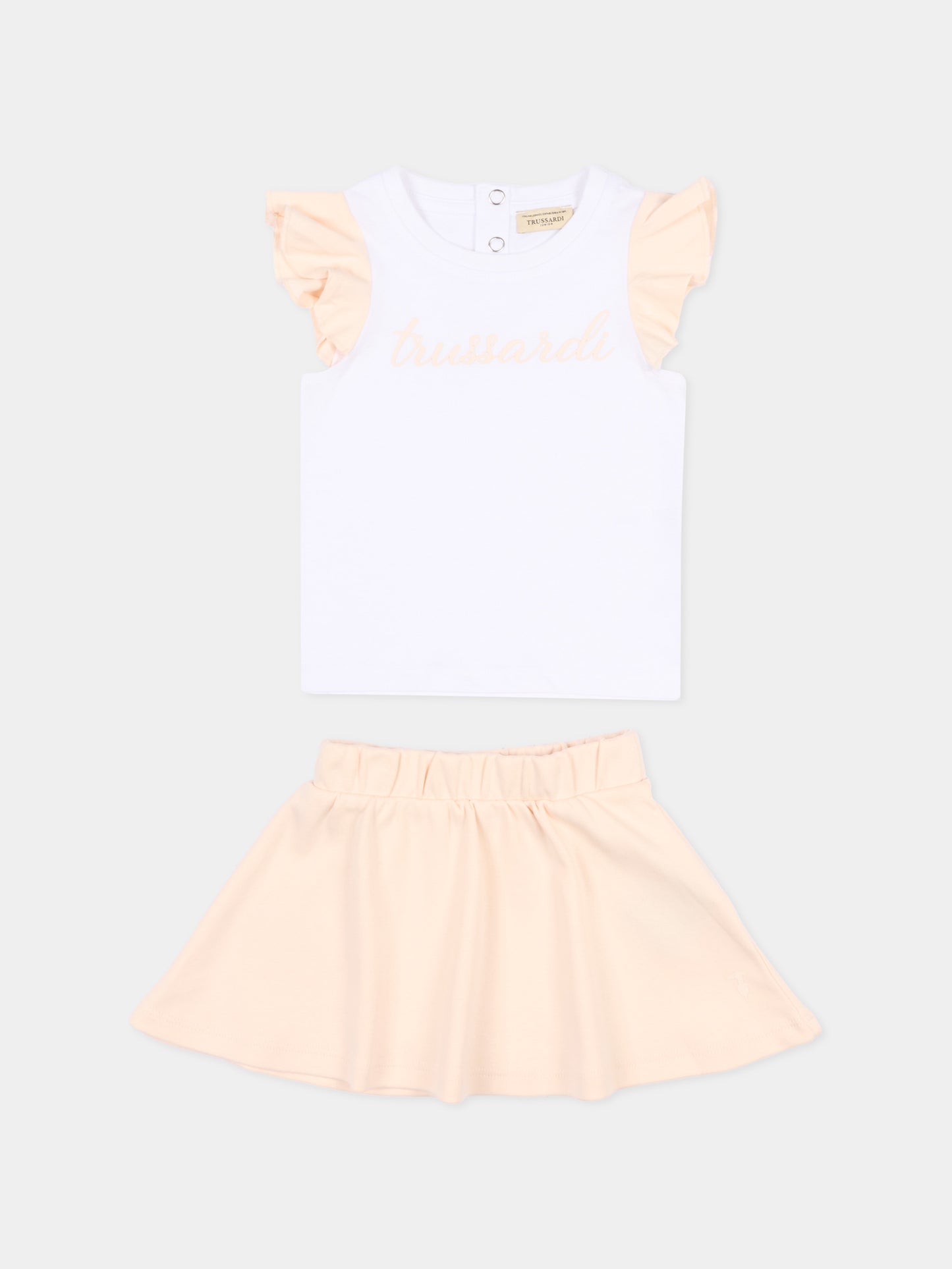 Completo sportivo bianco per neonata logo,Trussardi Junior,TIP26022CJ WHITE PINK
