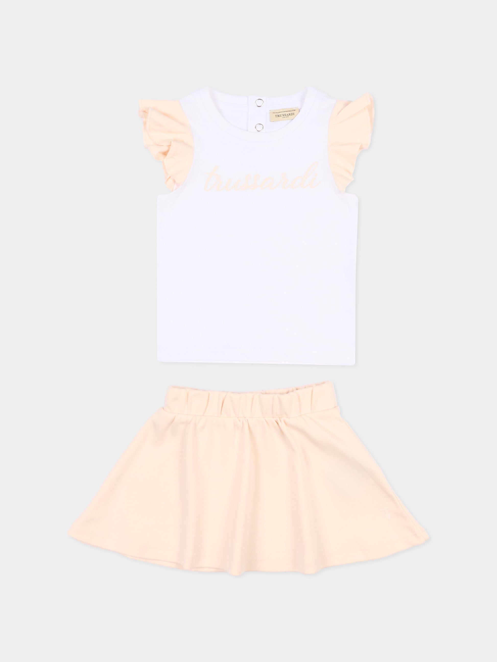 Completo sportivo bianco per neonata logo,Trussardi Junior,TIP26022CJ WHITE PINK