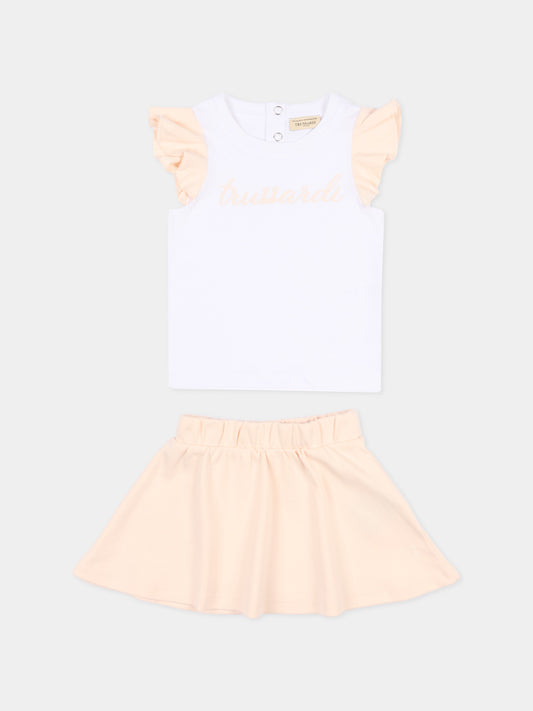 Completo sportivo bianco per neonata logo,Trussardi Junior,TIP26022CJ WHITE PINK