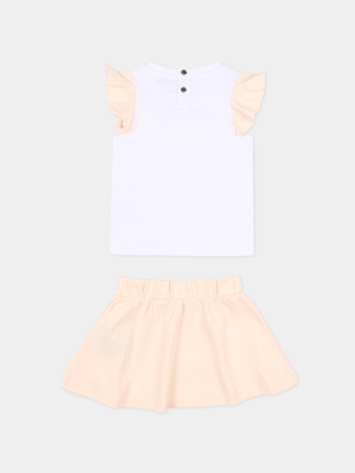 Completo sportivo bianco per neonata logo,Trussardi Junior,TIP26022CJ WHITE PINK