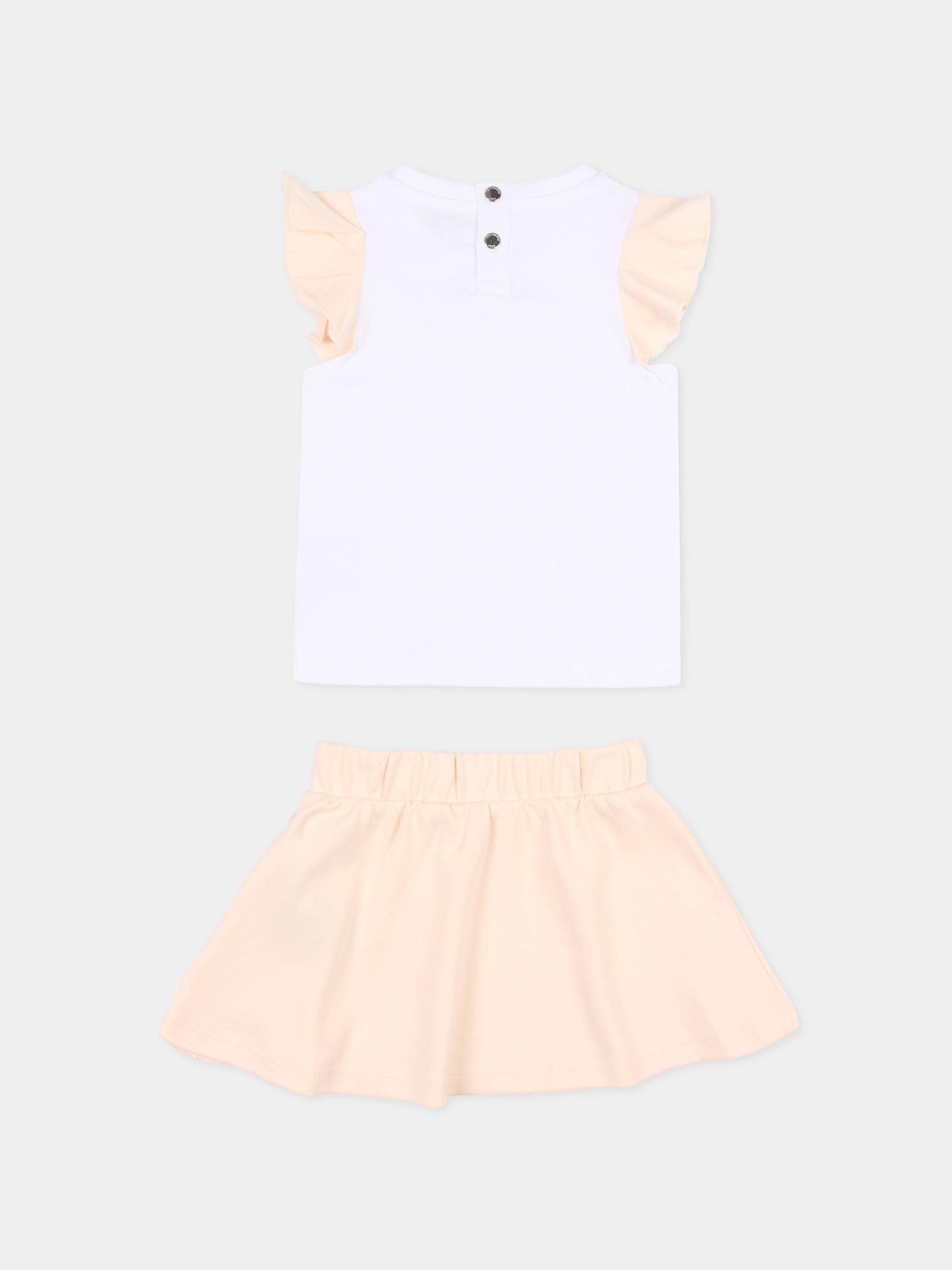 Completo sportivo bianco per neonata logo,Trussardi Junior,TIP26022CJ WHITE PINK