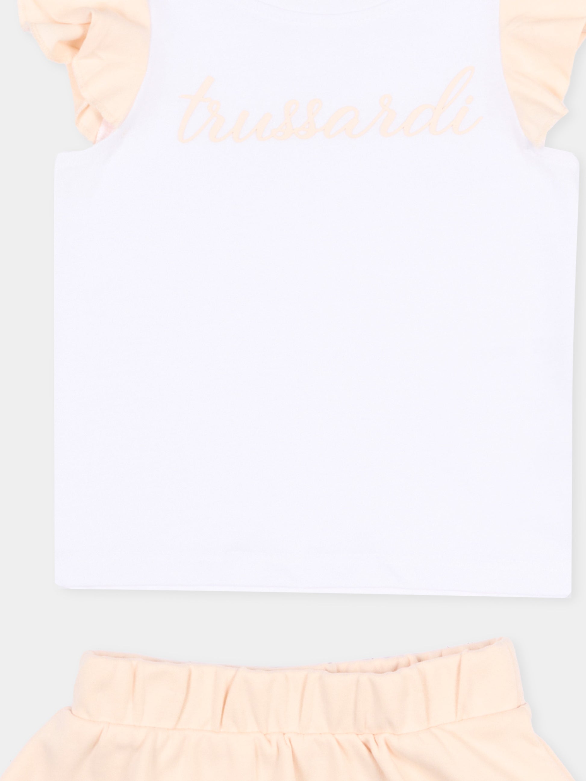 Completo sportivo bianco per neonata logo,Trussardi Junior,TIP26022CJ WHITE PINK