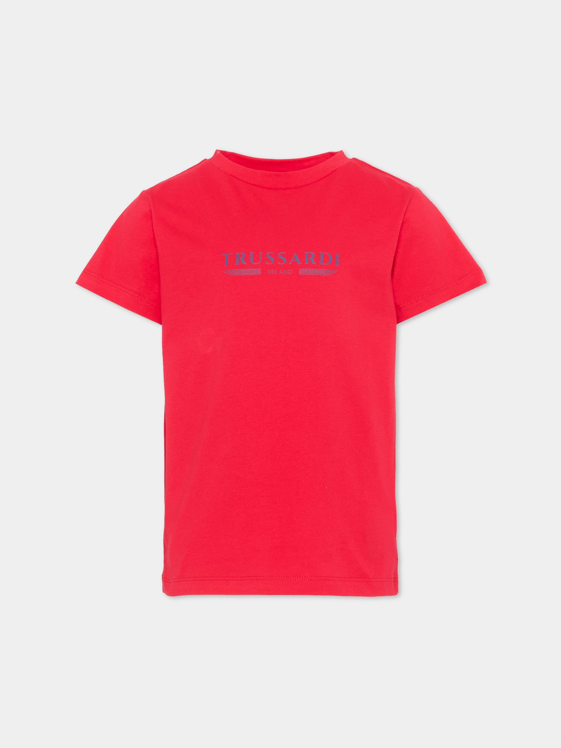 T-Shirt rossa per bambino con logo,Trussardi Junior,TIP26035TS RED LYCHEE