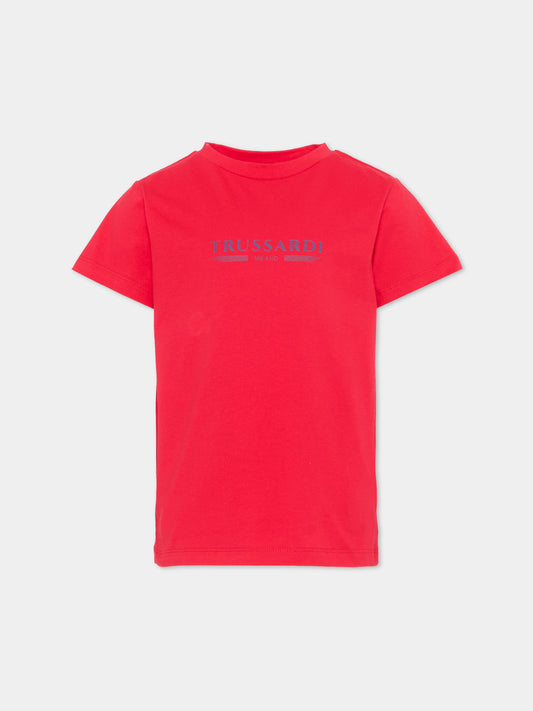 T-Shirt rossa per bambino con logo,Trussardi Junior,TIP26035TS RED LYCHEE