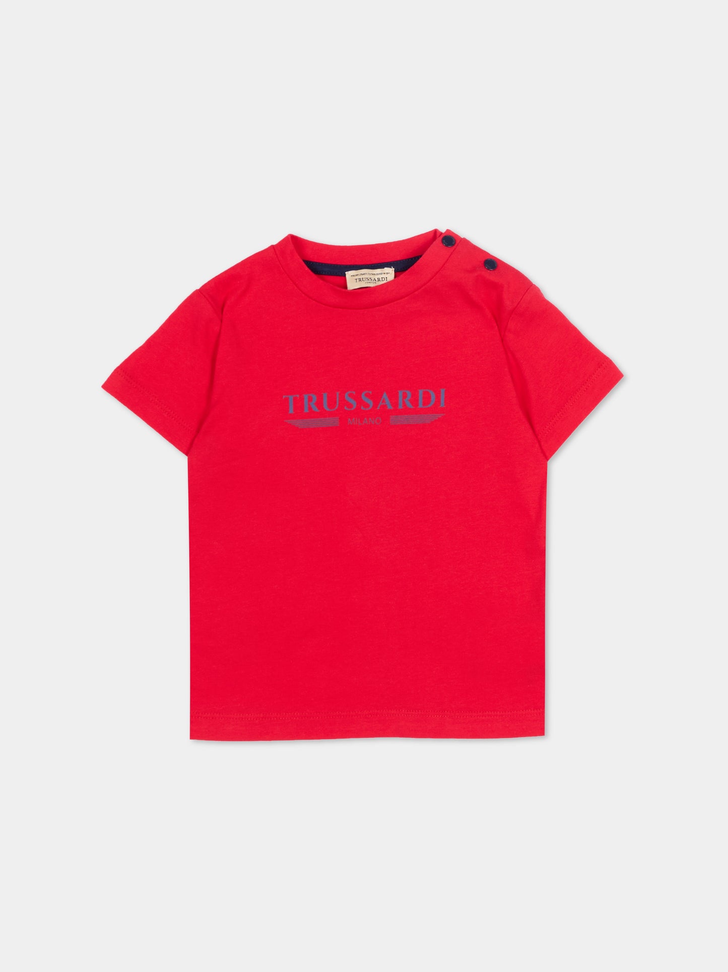 T-Shirt rossa per neonato con logo,Trussardi Junior,TIP26035TS RED LYCHEE
