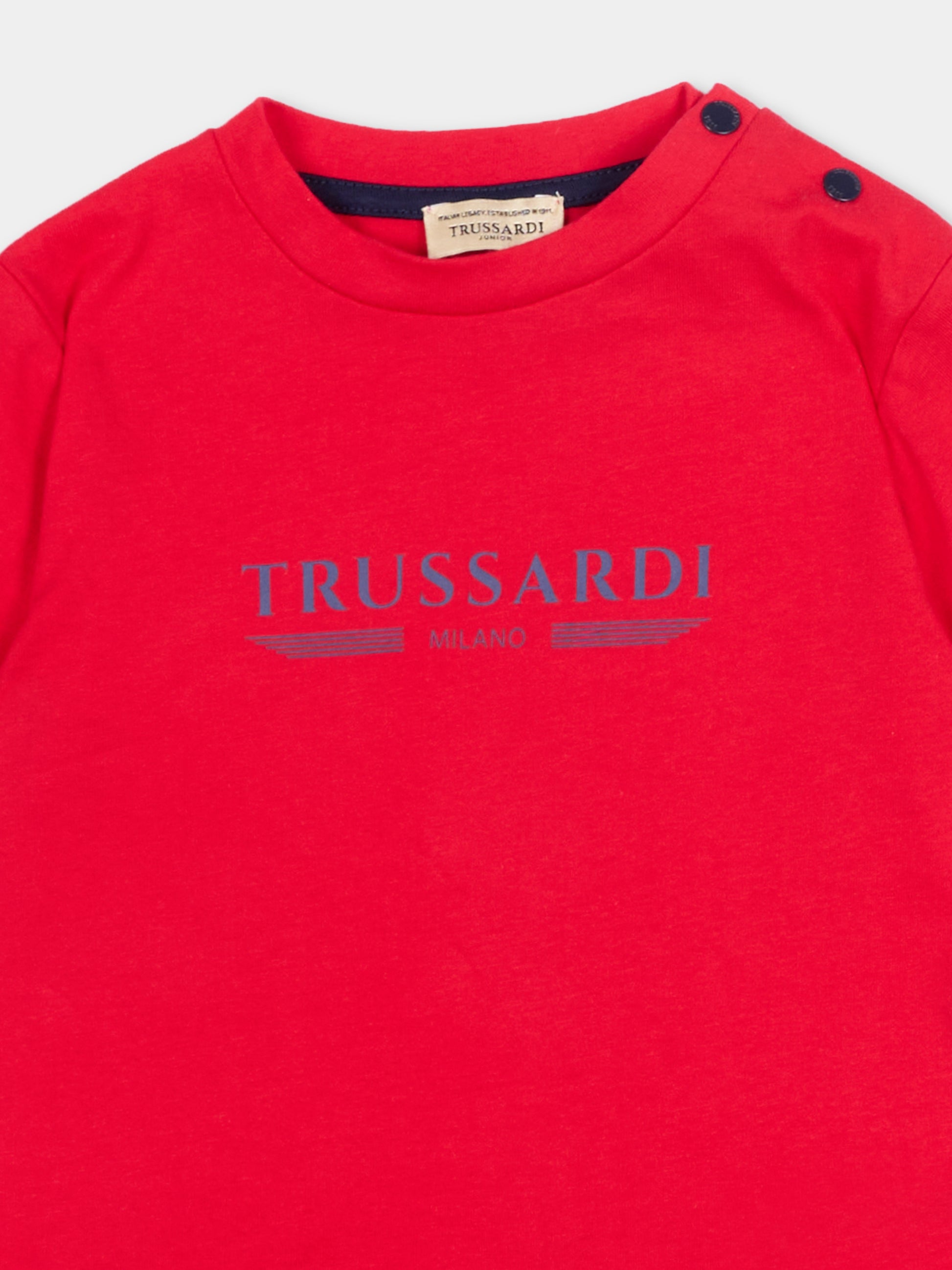 T-Shirt rossa per neonato con logo,Trussardi Junior,TIP26035TS RED LYCHEE